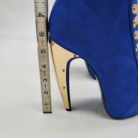 Privilege Shoes Women 6 Surrender  Royal Blue and Gold high heel Booties Boots - Picture 14 of 14